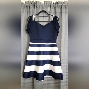 Navy and White Striped Dress Size Large